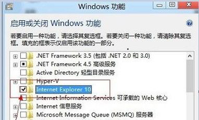 去掉Internet Explorer 10的勾