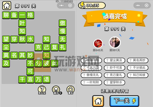 成语小秀才辅国公第991关答案