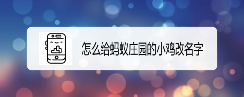 如何给蚂蚁庄园的小鸡改名字