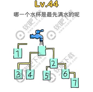 脑洞大师44关哪一个水杯最先满水的呢过关答案