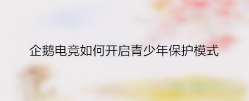 企鹅电竞青少年保护模式怎么开启