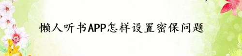懒人听书怎么设置密保问题