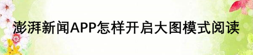 澎湃新闻怎么设置大图阅读模式