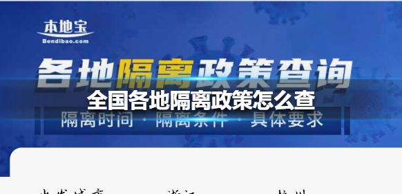 各地隔离政策怎么查询