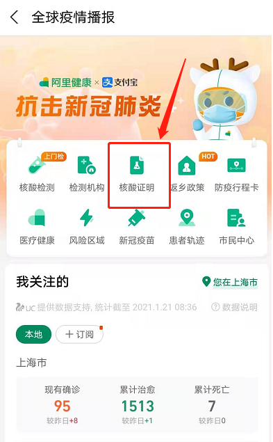 支付宝怎么查核酸检测报告