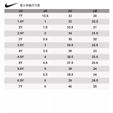 Nike儿童鞋子尺码对照表是什么
