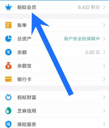 支付宝APP查看蚂蚁会员等级的具体操作
