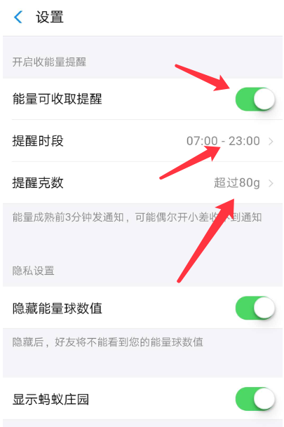 支付宝设置能量可收取提醒的操作教程
