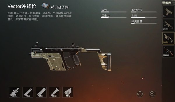 绝地求生刺激战场Vector枪械介绍