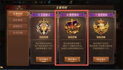 万王之王3d手游奥罗商会的特权有哪些 奥罗商会特权一览