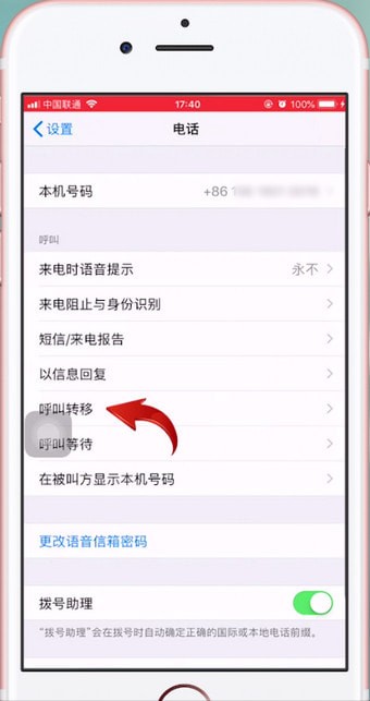 苹果手机中设置来电转移的详细操作步骤