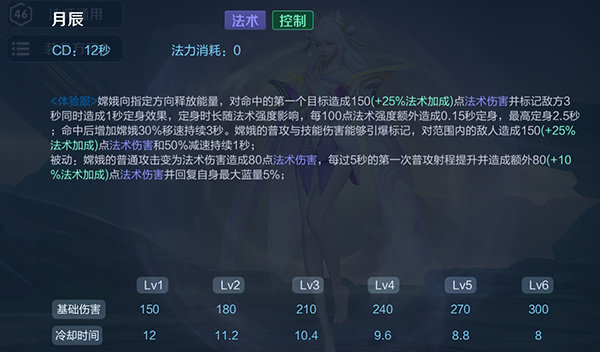 王者荣耀嫦娥技能解析