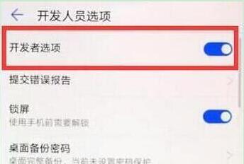 华为畅享9中将开发者选项的具体操作方法