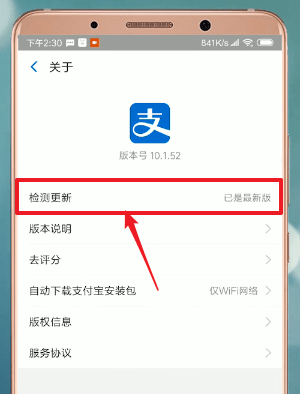 支付宝APP中升级的具体操作步骤
