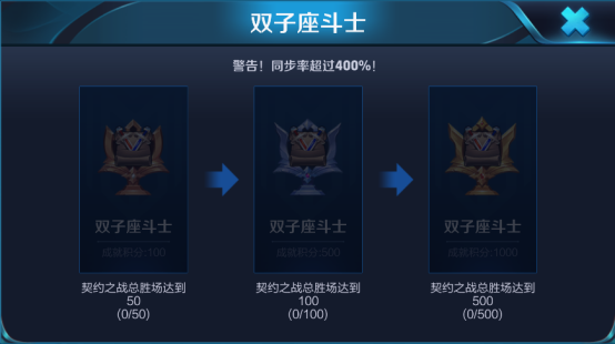 王者荣耀双子座斗士成就攻略 同步率超过400%是什么意思