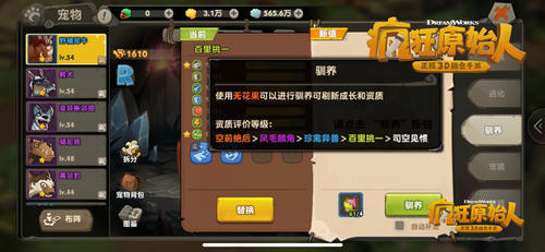 疯狂原始人宠物品质怎么升