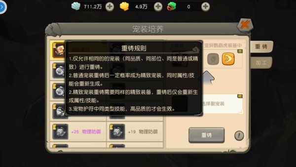 疯狂原始人宠物装备怎么重铸？
