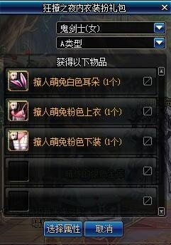 dnf狂撩之夜内衣装扮时装礼包3月7日限时上线：售价2488点券