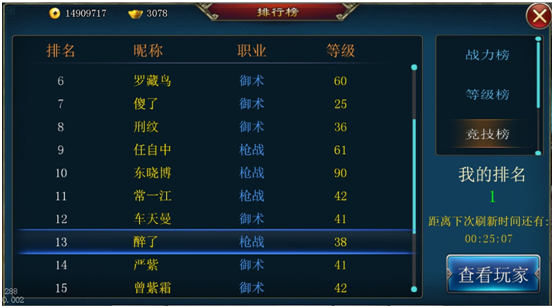 《斩魔无双》竞技榜介绍