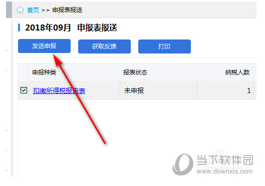 输入数据后，点击发送申报