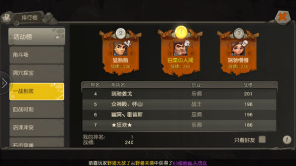 疯狂原始人手游单人血战怎么冲排名