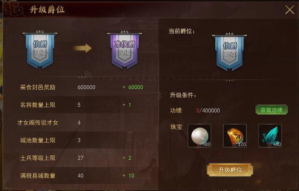 梦想帝王手游爵位有什么作用
