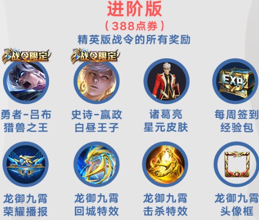 王者荣耀荣耀战令奖励有哪些 战令奖励一览