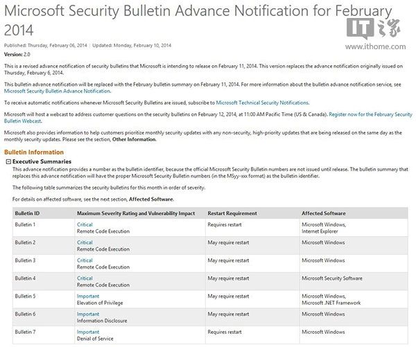 微软安全公告v2.0 新增IE等两枚补丁