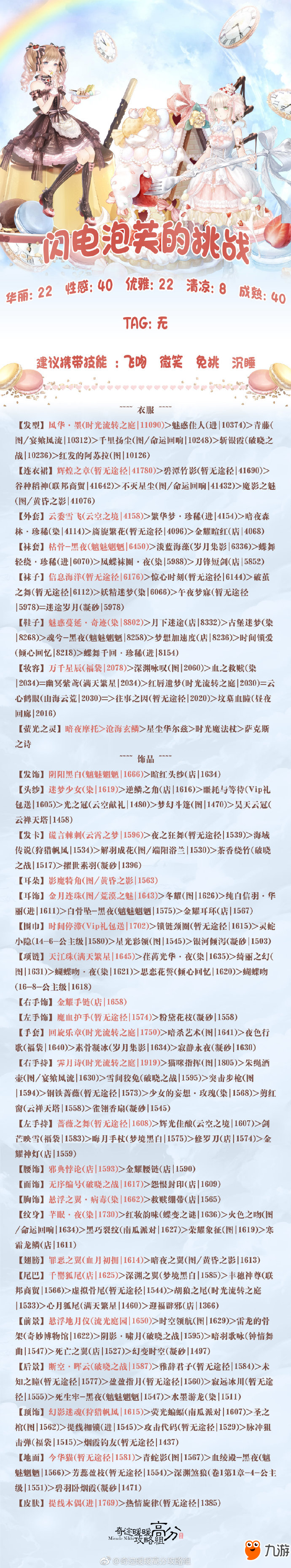 奇迹暖暖闪电泡芙的挑战必看搭配:新人必备 奇迹暖暖闪电泡芙的挑战必看搭配:新人必备
