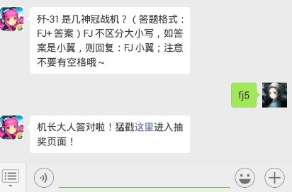 全民飞机大战11.8每日一题歼-31是几神冠战机？