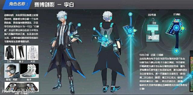 王者荣耀李白赛博剑影皮肤预览