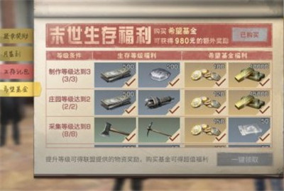 明日之后末日生存福利有哪些 末日生存福利哪个值得购买?