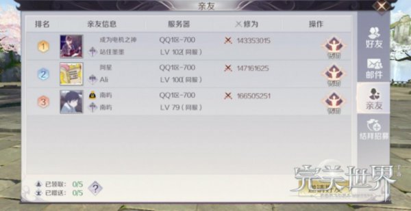 完美世界手游亲友有什么用