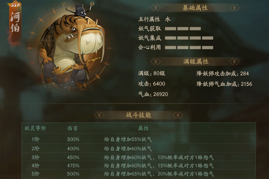 神都夜行录河伯突破材料 河伯技能属性数据图文一览