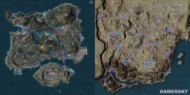 绝地求生沙漠与老地图跳伞热力图 热门跳伞点分析