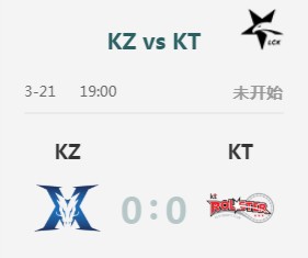 LOLLCK2019春季赛3月21日KZ vs KT首发阵容