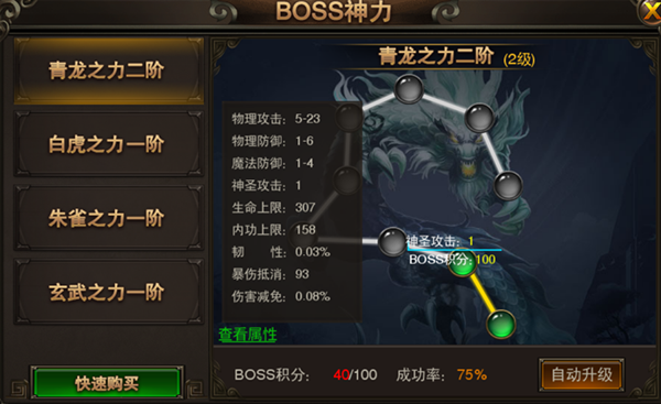 龙城之路BOSS神力介绍