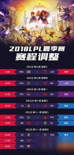 lol2018lpl夏季赛赛程改到什么时候 lpl夏季赛赛程调整时间表一览