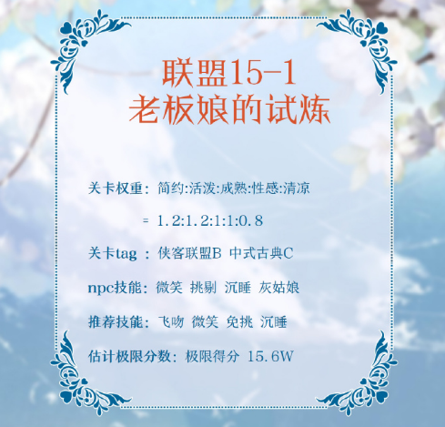奇迹暖暖联盟15 1老板娘的试炼高分搭配攻略